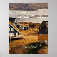 Village in Greenland, scenic landscape photo