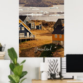 Poster Village in Greenland, scenic landscape photo (Bureau à domicile)