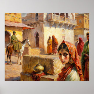 Poster Village indien : Art Vintage