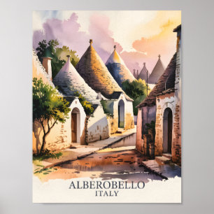 Poster Village Italien Trulli Vintage Alberobello Pouille