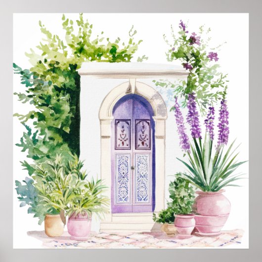 Poster Village marocain Watercolor Boho (Devant)