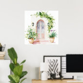 Poster Village marocain Watercolor Boho (Bureau à domicile)