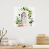 Poster Village marocain Watercolor Boho (Cuisine)