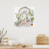 Poster Village marocain Watercolor Boho (Cuisine)