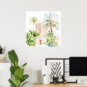 Poster Village marocain Watercolor Boho (Bureau à domicile)