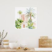 Poster Village marocain Watercolor Boho (Cuisine)