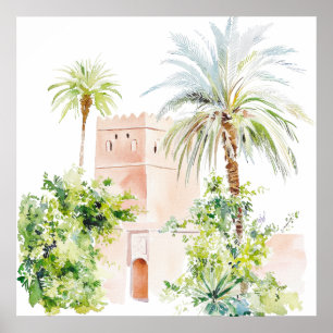 Poster Village marocain Watercolor Boho