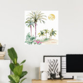 Poster Village marocain Watercolor Boho (Bureau à domicile)