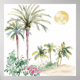 Poster Village marocain Watercolor Boho