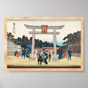 Poster Village vintage japonais frais de porte de tores