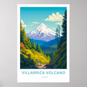 Poster Villarica Volcano Chili Travel Print