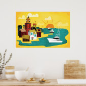 Poster Ville Abstraite de Port (Cuisine)
