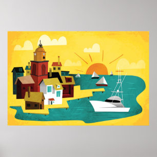Poster Ville Abstraite de Port