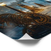 Poster Ville ancienne futuriste Steampunk avec méduses (Coin)
