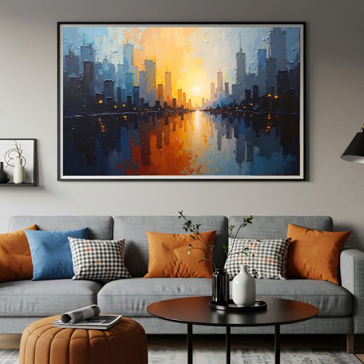 Poster Ville au coucher du soleil