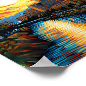 Poster Ville au coucher du soleil ; Vincent Van Gogh Styl (Coin)