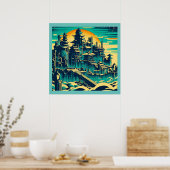 Poster Ville d'Atlantis 1 - Style boisé (Cuisine)