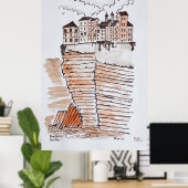 Poster Ville de Bonifacio, Corse, France (Bureau à domicile)