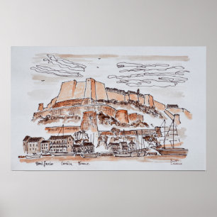 Poster Ville de Bonifacio  Corse, France
