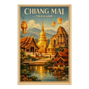 Poster ville de Chiang Mai dans le nord de la Thaïlande v