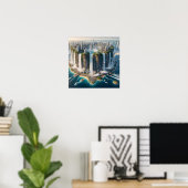 Poster Ville de chute d'eau inversée (Bureau à domicile)