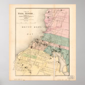 Poster Ville de Fall River, Massachusetts Map (1874) (Devant)