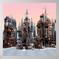 Ville de fantasy futuriste Art de la skyline de sc