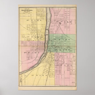 Poster Ville de Grand Rapids, le comté de Kent