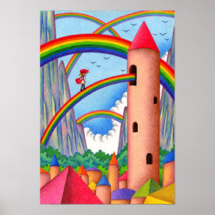 Poster Ville de l'arc-en-ciel aux sept couleurs.
