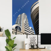 Poster Ville de Londres | gratte-ciels dans le ciel bleu  (Bureau à domicile)