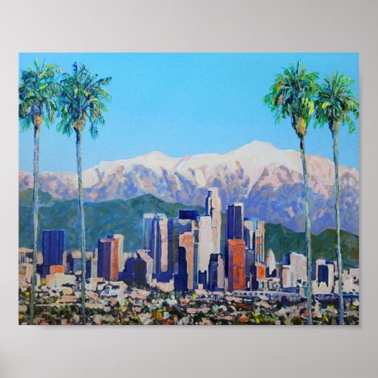 Poster Ville de Los Angeles California Skyline et Mountai (Devant)