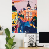 Poster Ville de Madrid avec rues emblématiques en Fauvist (Bureau à domicile)