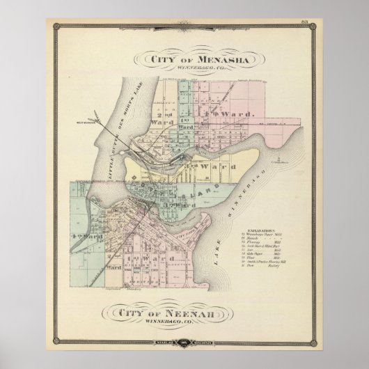 Poster Ville de Menasha, ville de Neenah (Devant)