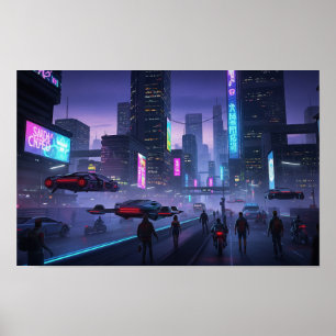 Poster Ville de Neon Cyberpunk