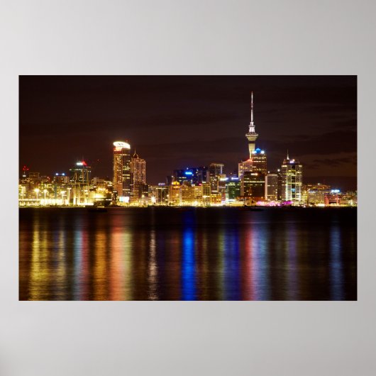 Poster Ville de nuit d'Auckland (Devant)