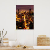 Poster Ville de nuit de Chicago (Cuisine)