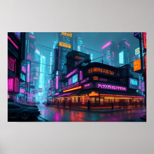 Poster Ville de nuit de Cyberpunk