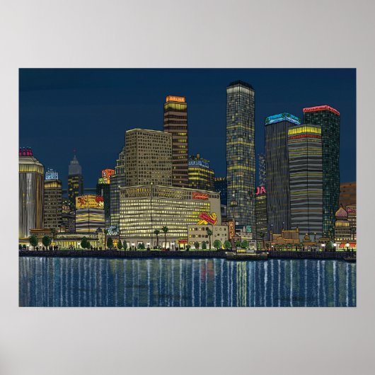 POSTER VILLE DE NUIT GLOW (Devant)