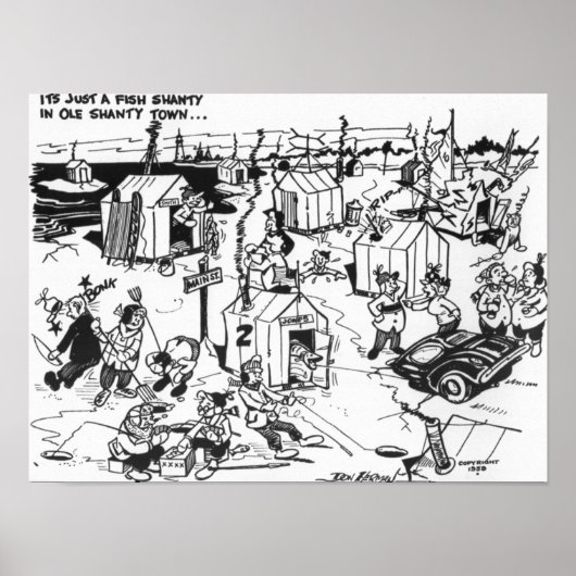 Poster Ville de pêche à la glace. (Devant)