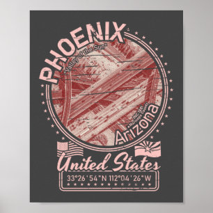 POSTER VILLE DE PHOENIX ARIZONA - AUTOROUTE DE LA VILLE D