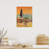Poster Ville de Sarajevo, en Bosnie, voyage vintage (Cuisine)