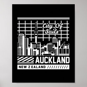 Poster Ville des voiles Auckland Nouvelle-Zélande Skyline
