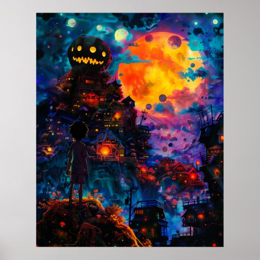 Poster Ville d'Halloween (Devant)