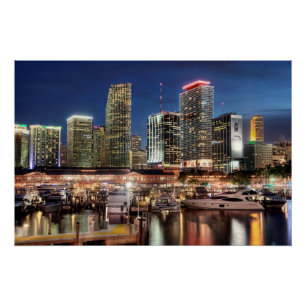 Poster Ville d'horizon de Miami en Floride