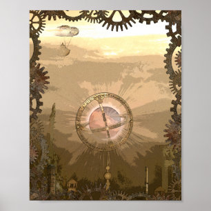 Poster Ville d'imaginaire de Steampunk