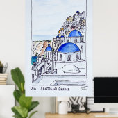 Poster Ville d'Oia | Île de Santorin, Grèce (Bureau à domicile)