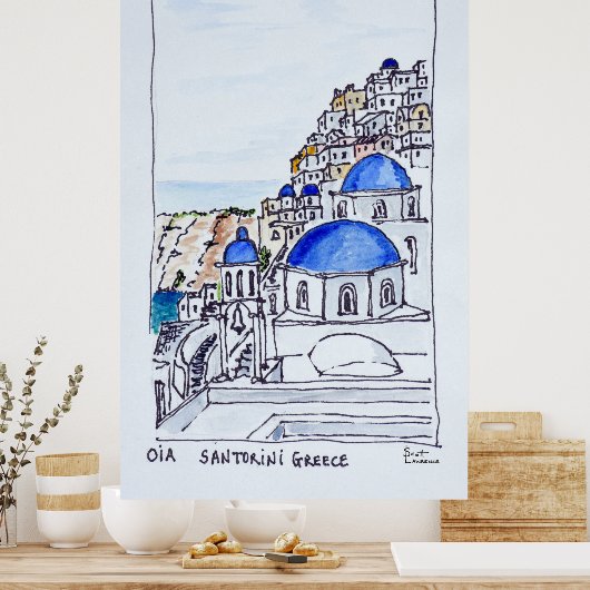 Poster Ville d'Oia | Île de Santorin, Grèce (Cuisine)