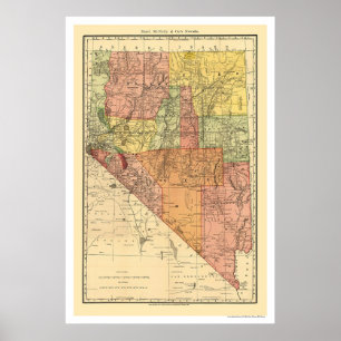 Poster Ville du Nevada et carte 1893 de chemin de fer
