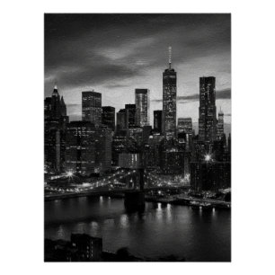 Poster Ville en contraste Une skyline urbaine noir et bla