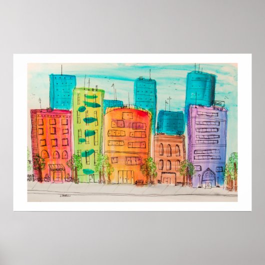 Poster Ville ensoleillée (Devant)